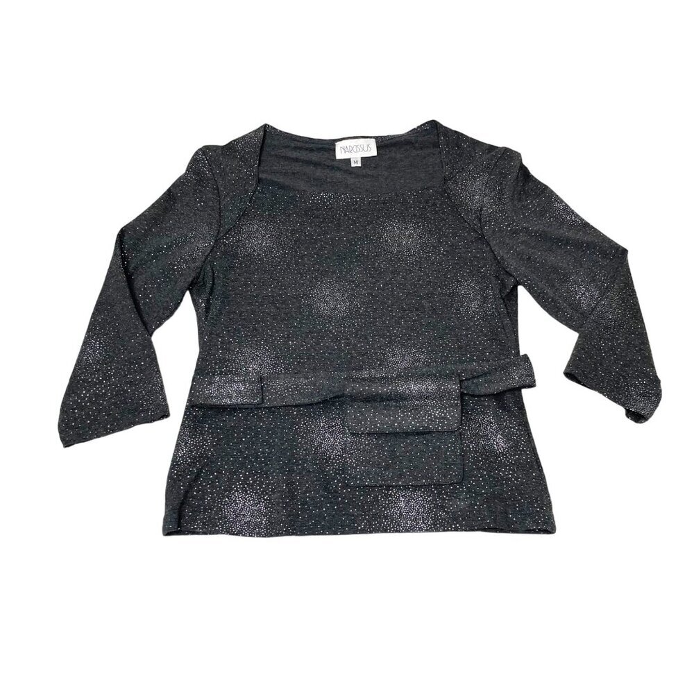 Vintage Narcissus Womens Size Medium Top Gray w/ Glitter Bursts Matching Hip Bag